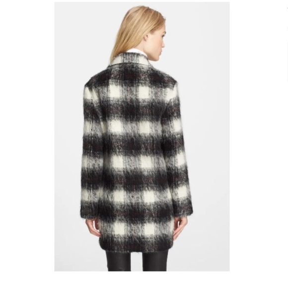 Theory cafe Lithe plaid double breasted fuzzy coat - Picture 3 of 10
